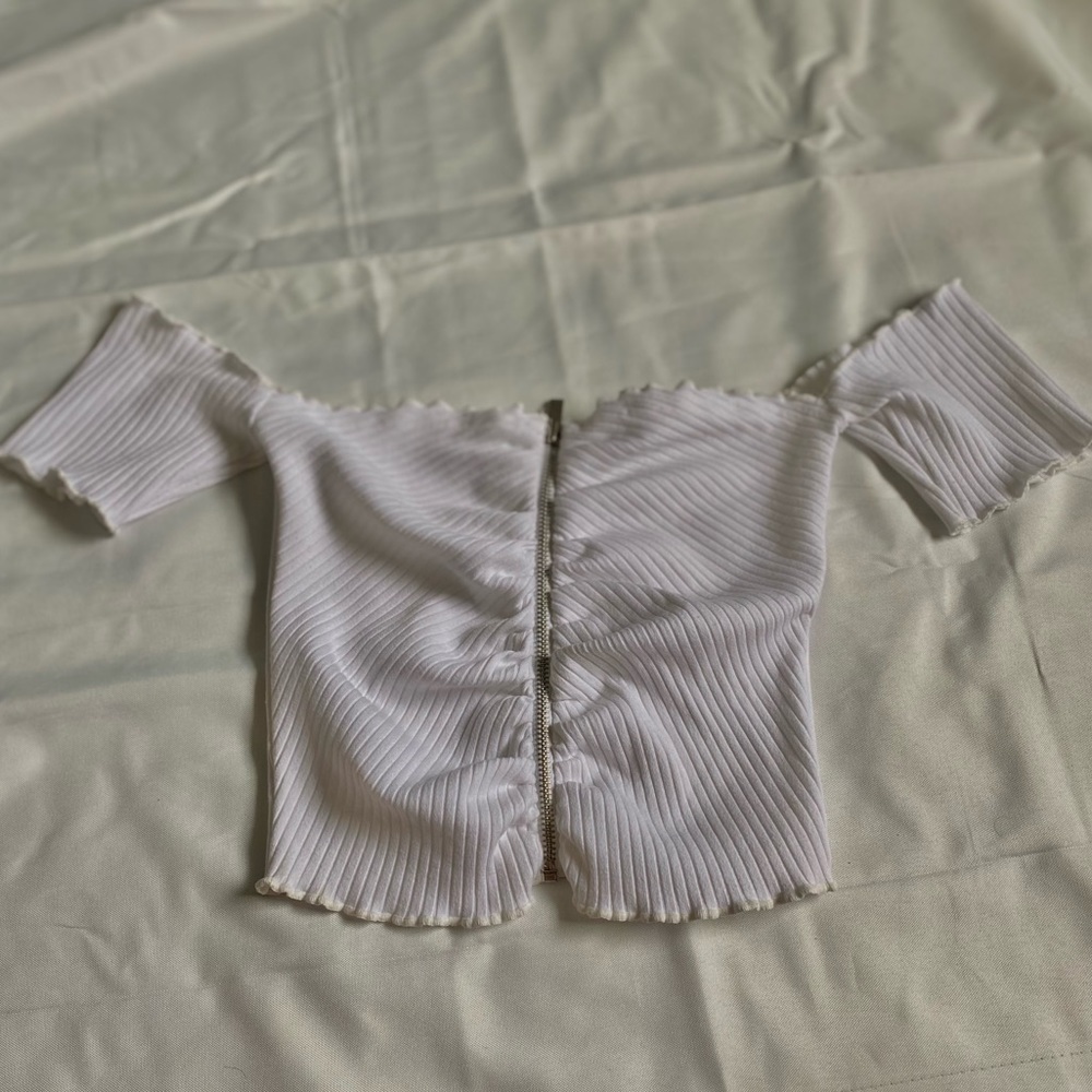 Zipper ribbed crop top